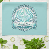 Atlantic Beach FL Kustschelp Embleem Theedoek (Gevouwen)