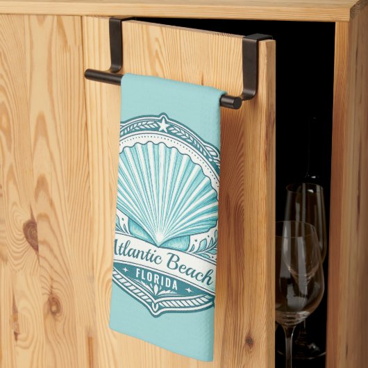 Atlantic Beach FL Kustschelp Embleem Theedoek (Derde Gevouwen)