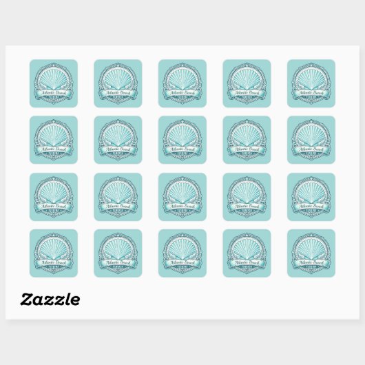 Atlantic Beach FL Kustschelp Embleem Vierkante Sticker (Vel)