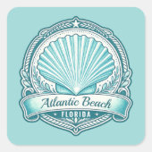 Atlantic Beach FL Kustschelp Embleem Vierkante Sticker (Voorkant)