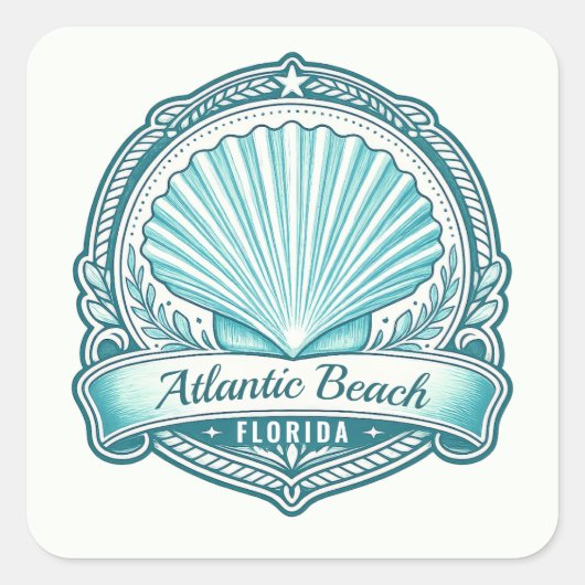 Atlantic Beach FL Kustschelp Embleem Vierkante Sticker (Voorkant)