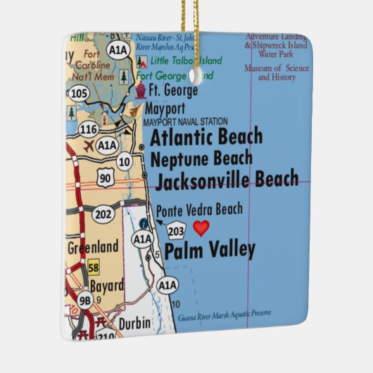 Atlantic Beach Florida Map Keramisch Ornament (Rechts)