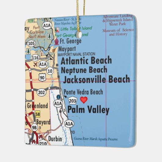 Atlantic Beach Florida Map Keramisch Ornament (Links)