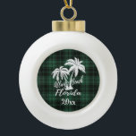 Atlantic Beach Florida Palm Tree Green Keramische Bal Ornament<br><div class="desc">Atlantic Beach Florida Beach Palm Tree Green Plaid Ornament</div>