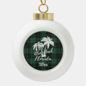 Atlantic Beach Florida Palm Tree Green Keramische Bal Ornament (Voorkant)
