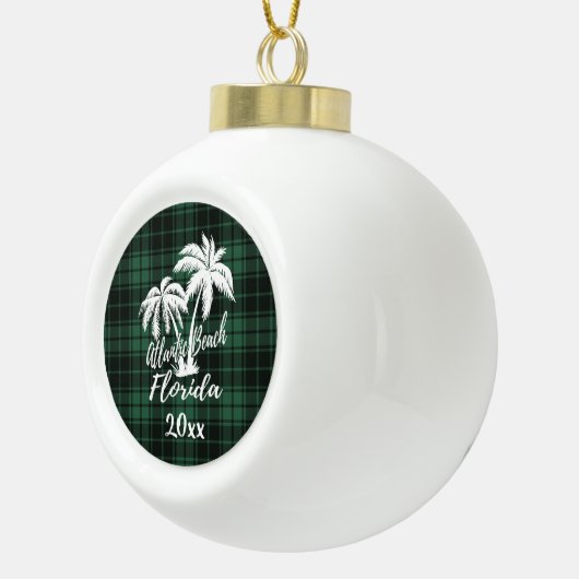 Atlantic Beach Florida Palm Tree Green Keramische Bal Ornament (Rechts)