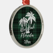 Atlantic Beach Florida Palm Tree Green Metalen Ornament (Rechts)