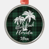 Atlantic Beach Florida Palm Tree Green Metalen Ornament (Voorkant)