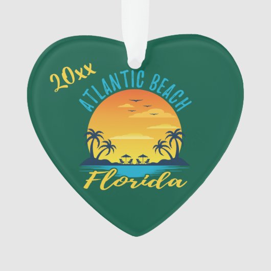 Atlantic Beach Florida Palm Tree zonsondergang Ornament (voorkant)