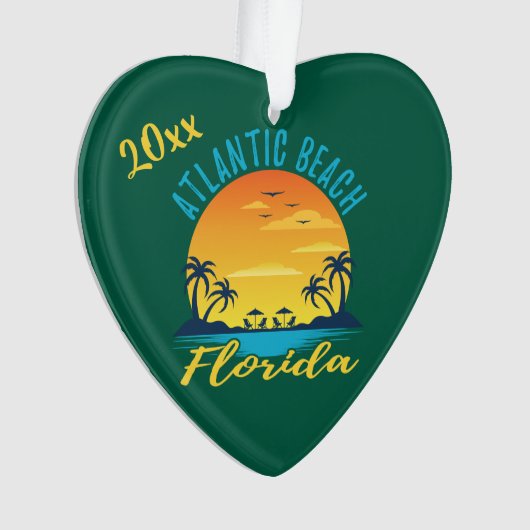 Atlantic Beach Florida Palm Tree zonsondergang Ornament (voorkant)