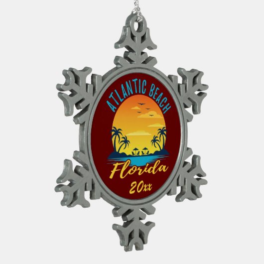 Atlantic Beach Florida Palm Trees Sunset Tin Sneeuwvlok Ornament (Links)