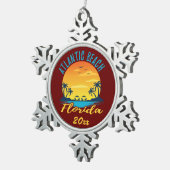 Atlantic Beach Florida Palm Trees Sunset Tin Sneeuwvlok Ornament (Rechts)