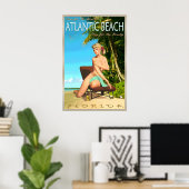 Atlantic Beach Florida Retro Reisposter Speld U Poster (Thuiskantoor)