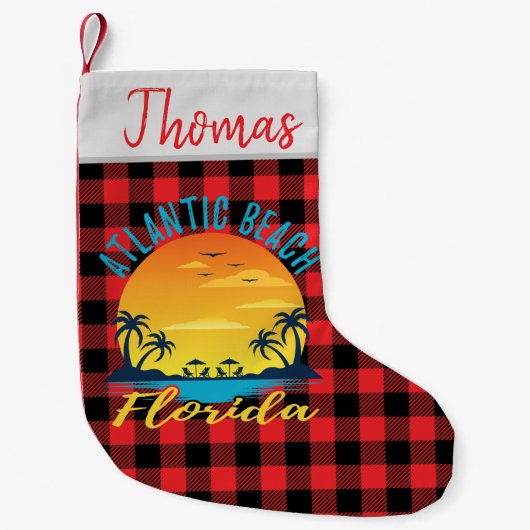 Atlantic Beach Florida Retro Sunset Kleine Kerstsok (Voorkant)
