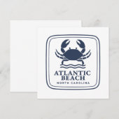 Atlantic Beach North Carolina Blauwe Krab Kaart (Voorkant / Achterkant)