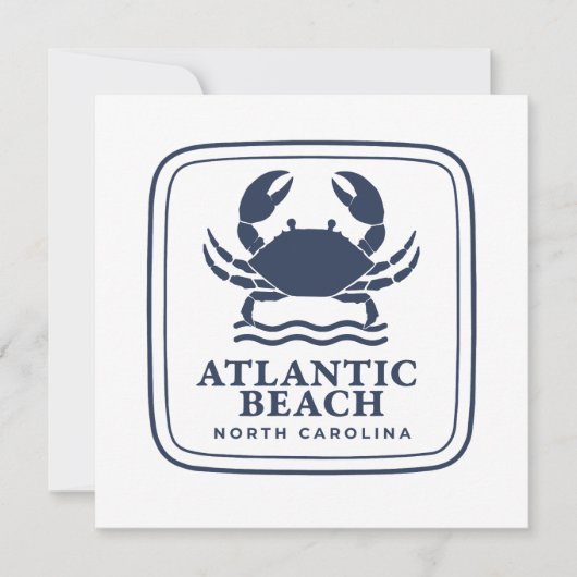 Atlantic Beach North Carolina Blauwe Krab Kaart (Voorkant)