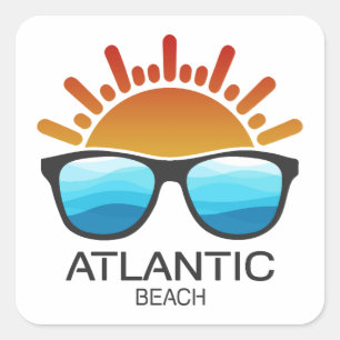 Atlantic Beach North Carolina Zonnebril Vierkante Sticker