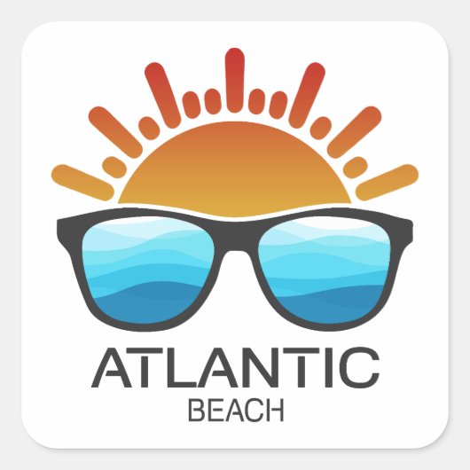 Atlantic Beach North Carolina Zonnebril Vierkante Sticker (Voorkant)