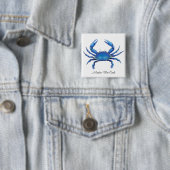 Atlantic Blue Crab Pin Vierkante Button 5,1 Cm (In situ)