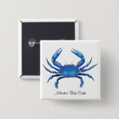 Atlantic Blue Crab Pin Vierkante Button 5,1 Cm (Voorkant /achterkant)