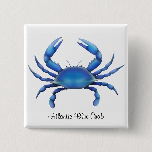 Atlantic Blue Crab Pin Vierkante Button 5,1 Cm (Voorkant)