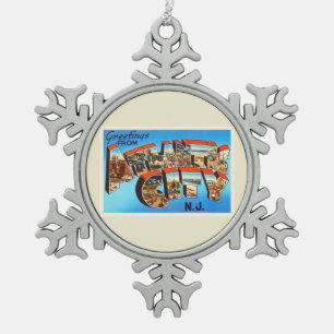 Atlantic City 1 New Jersey NJ Vintage Travel - Tin Sneeuwvlok Ornament