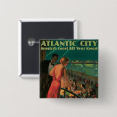 Atlantic City ~ All Year Resort Vierkante Button 5,1 Cm (Voorkant /achterkant)