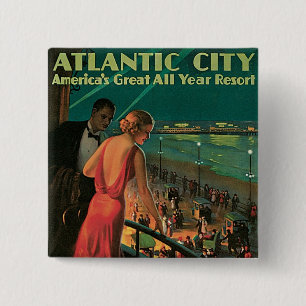 Atlantic City ~ All Year Resort Vierkante Button 5,1 Cm