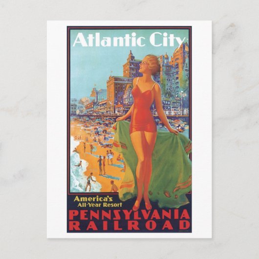 Atlantic City America's All Year Resort Briefkaart (Voorkant)