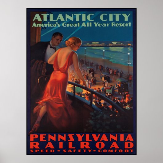 Atlantic City Balcony Uitzicht 1935 Poster (Voorkant)