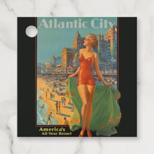 Atlantic City Beach Beauty  Artwork Bedankjes Labels (Voorkant)