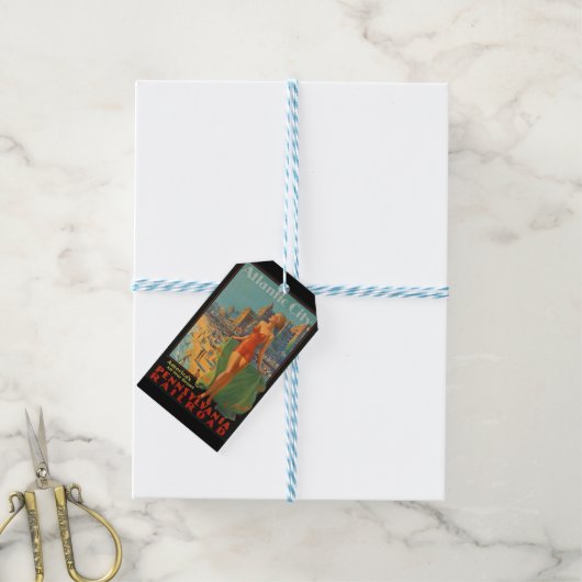 Atlantic City Beach Beauty  Artwork Cadeaulabel (Met Touw)