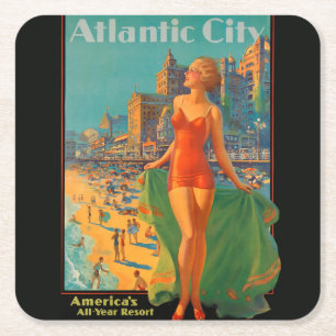 Atlantic City Beach Beauty  Artwork Kartonnen Onderzetters