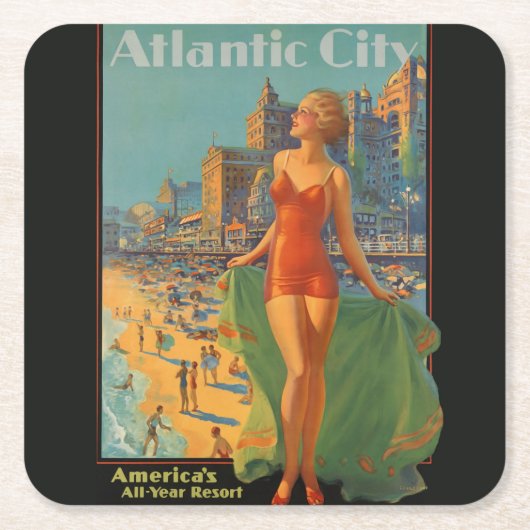Atlantic City Beach Beauty  Artwork Kartonnen Onderzetters (Voorkant)