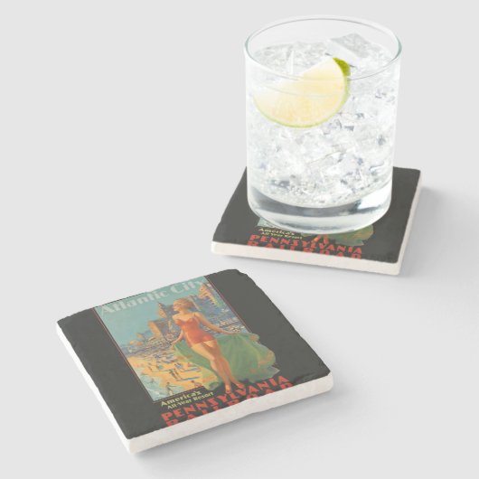 Atlantic City Beach Beauty  Artwork Stenen Onderzetter (Zijkant)