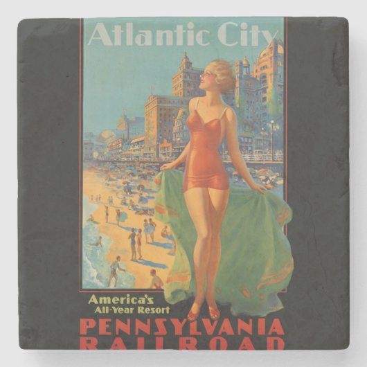 Atlantic City Beach Beauty  Artwork Stenen Onderzetter (Voorkant)