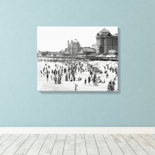 Atlantic City Beach & Boardwalk, 1910 Canvas Afdruk (Insitu (Houten vloer))