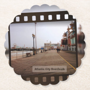 Atlantic City Beach Boardwalk on Film Kartonnen Onderzetters
