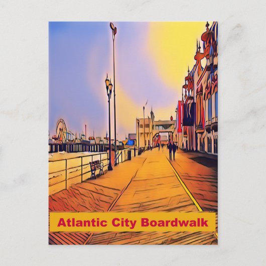 Atlantic City Beach Boardwalk Pop Art Briefkaart (Voorkant)