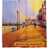 Atlantic City Beach Boardwalk Pop Art Douchegordijn (Voorkant)