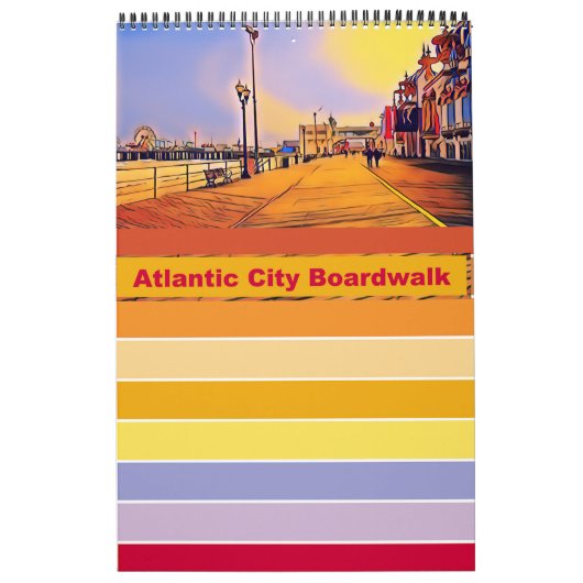 Atlantic City Beach Boardwalk Pop Art Kalender (Hoes)