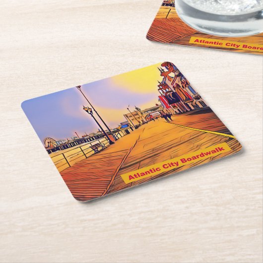 Atlantic City Beach Boardwalk Pop Art Kartonnen Onderzetters (Schuin)