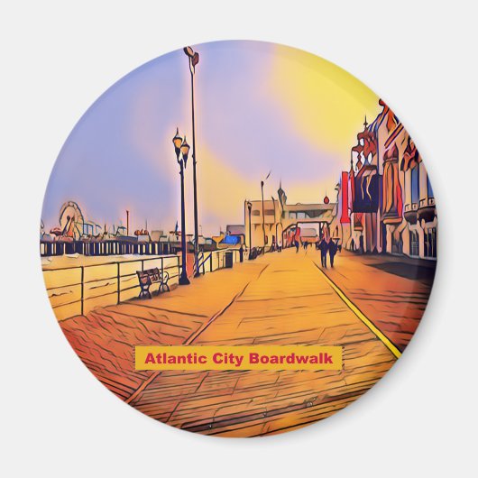 Atlantic City Beach Boardwalk Pop Art Magneet (Voorkant)