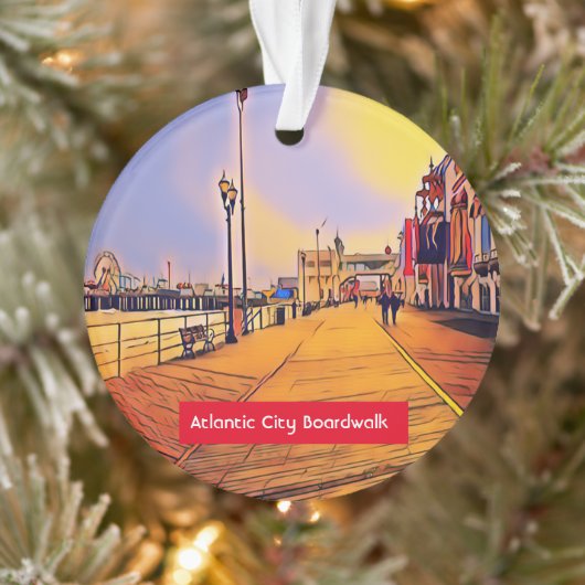 Atlantic City Beach Boardwalk Pop Art Ornament (Boom)