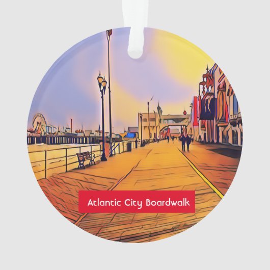 Atlantic City Beach Boardwalk Pop Art Ornament (achterkant)