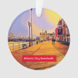Atlantic City Beach Boardwalk Pop Art Ornament