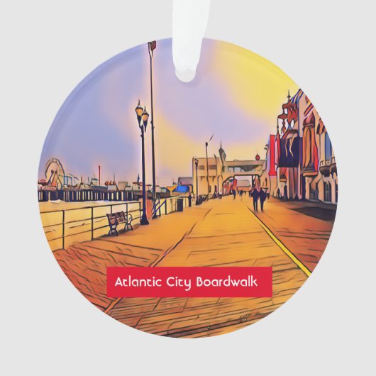 Atlantic City Beach Boardwalk Pop Art Ornament (voorkant)