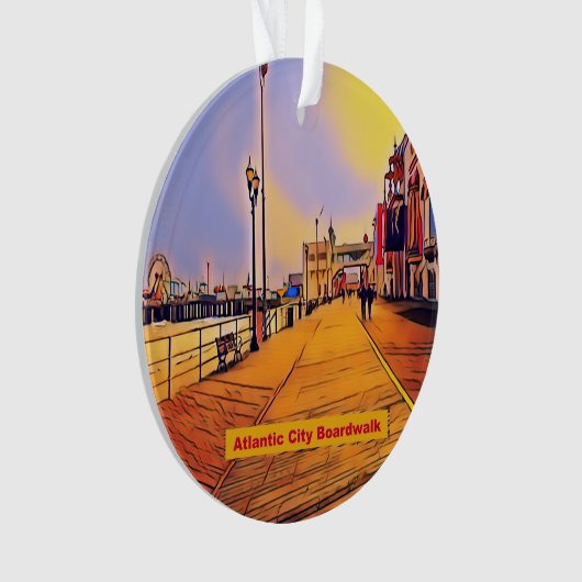 Atlantic City Beach Boardwalk Pop Art Ornament (voorkant)
