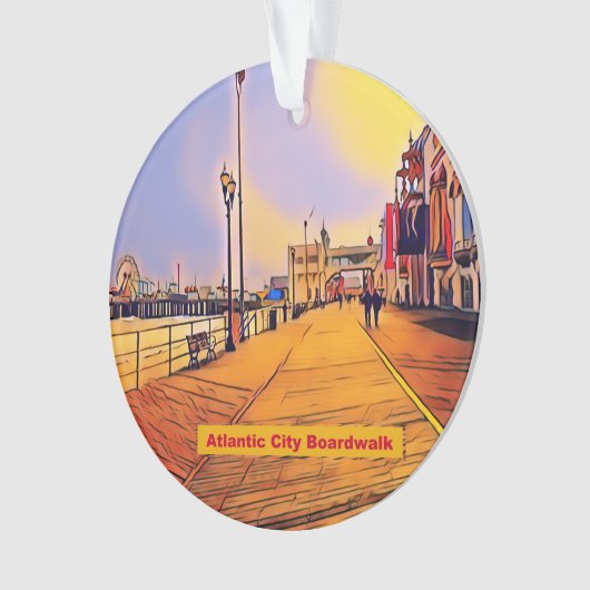 Atlantic City Beach Boardwalk Pop Art Ornament (voorkant)