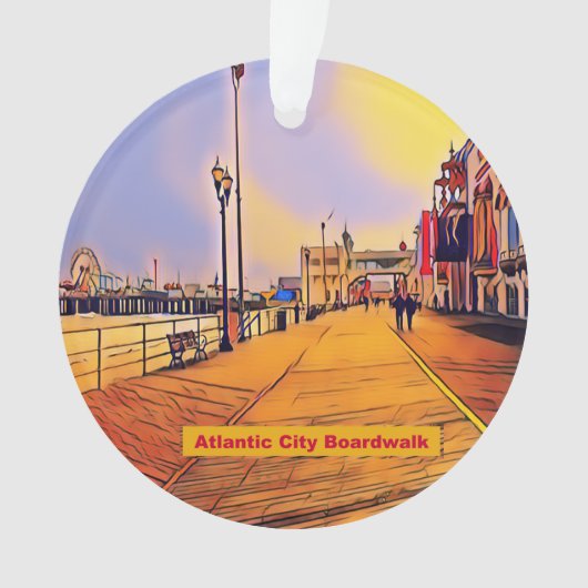 Atlantic City Beach Boardwalk Pop Art Ornament (voorkant)